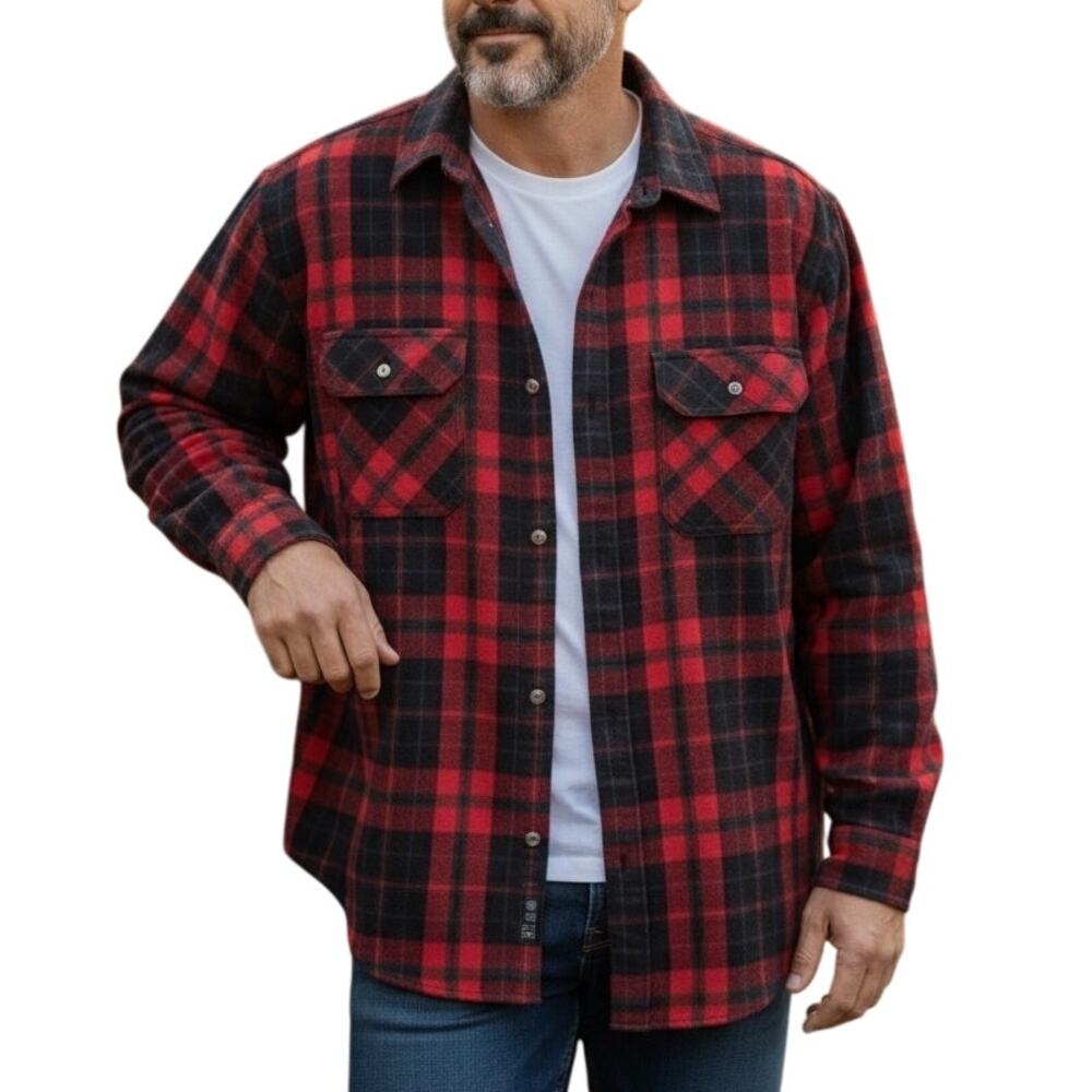 Northwest Territory Plaid Flannel Shirt Mens Size 2XL Red Black Rustic Button
